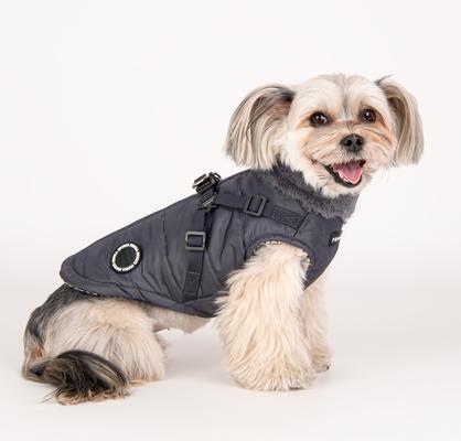 Show full view: Puppia Donavan Winter No-Pull Dog Harness Coat, Grey, Large slide 3 of 5