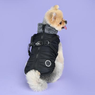 Show full view: Puppia Donavan Winter No-Pull Dog Harness Coat, Black, Medium slide 3 of 5