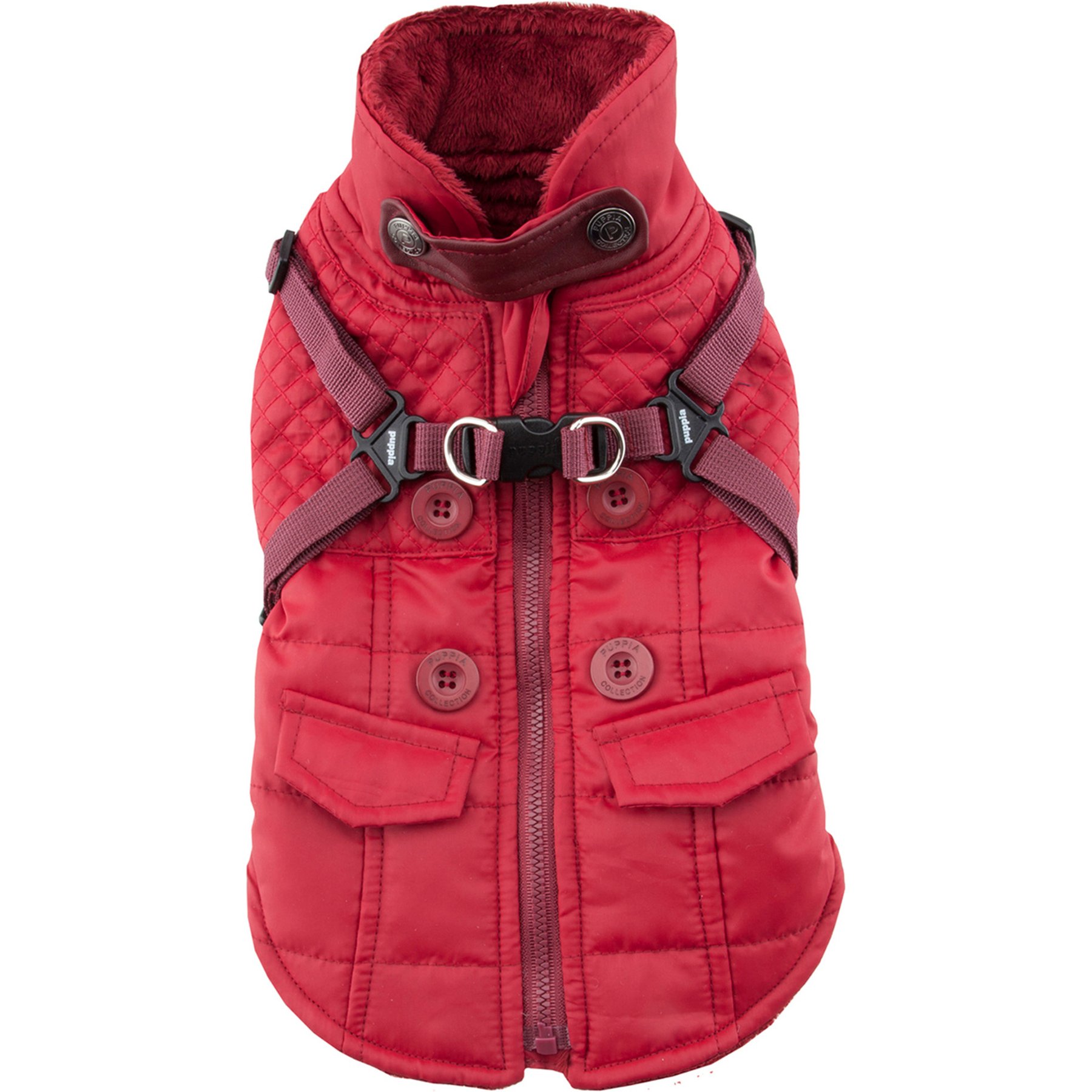 Puppia Wilkes Winter No-Pull Dog Harness Coat, Wine, XX-Large