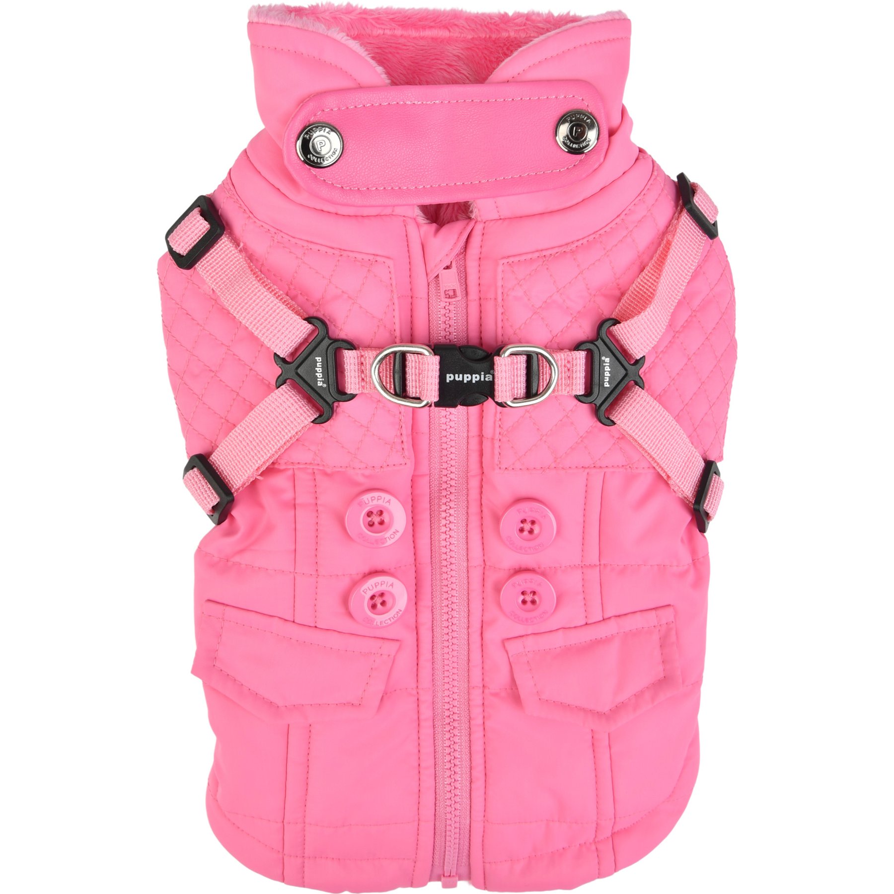 Puppia Wilkes Winter No-Pull Dog Harness Coat, Pink, XX-Large