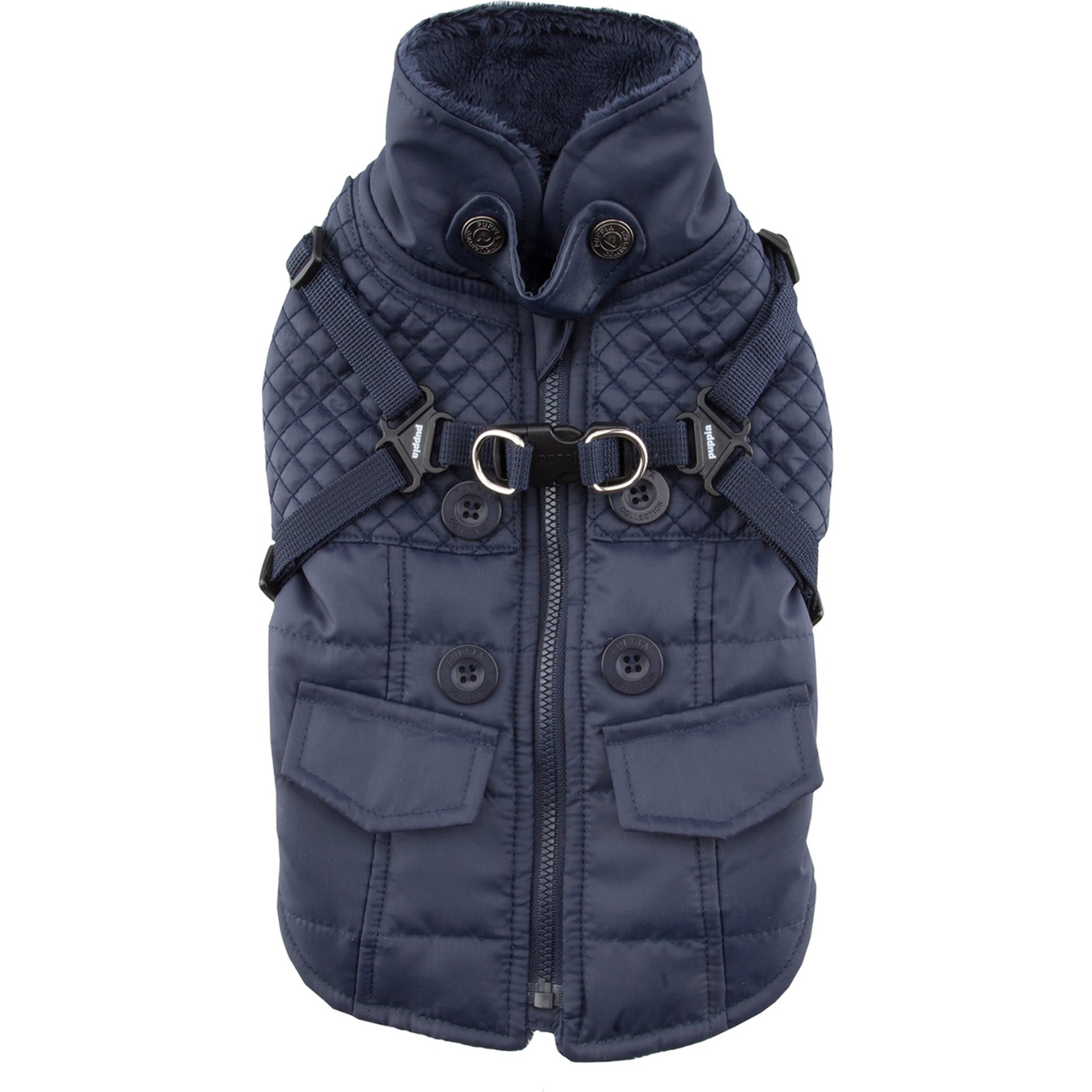 Puppia Wilkes Winter No-Pull Dog Harness Coat, Navy, Large