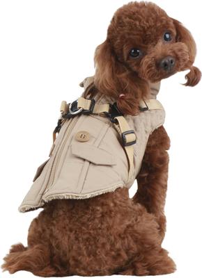 Show full view: Puppia Wilkes Winter No-Pull Dog Harness Coat, Beige, Medium slide 4 of 6