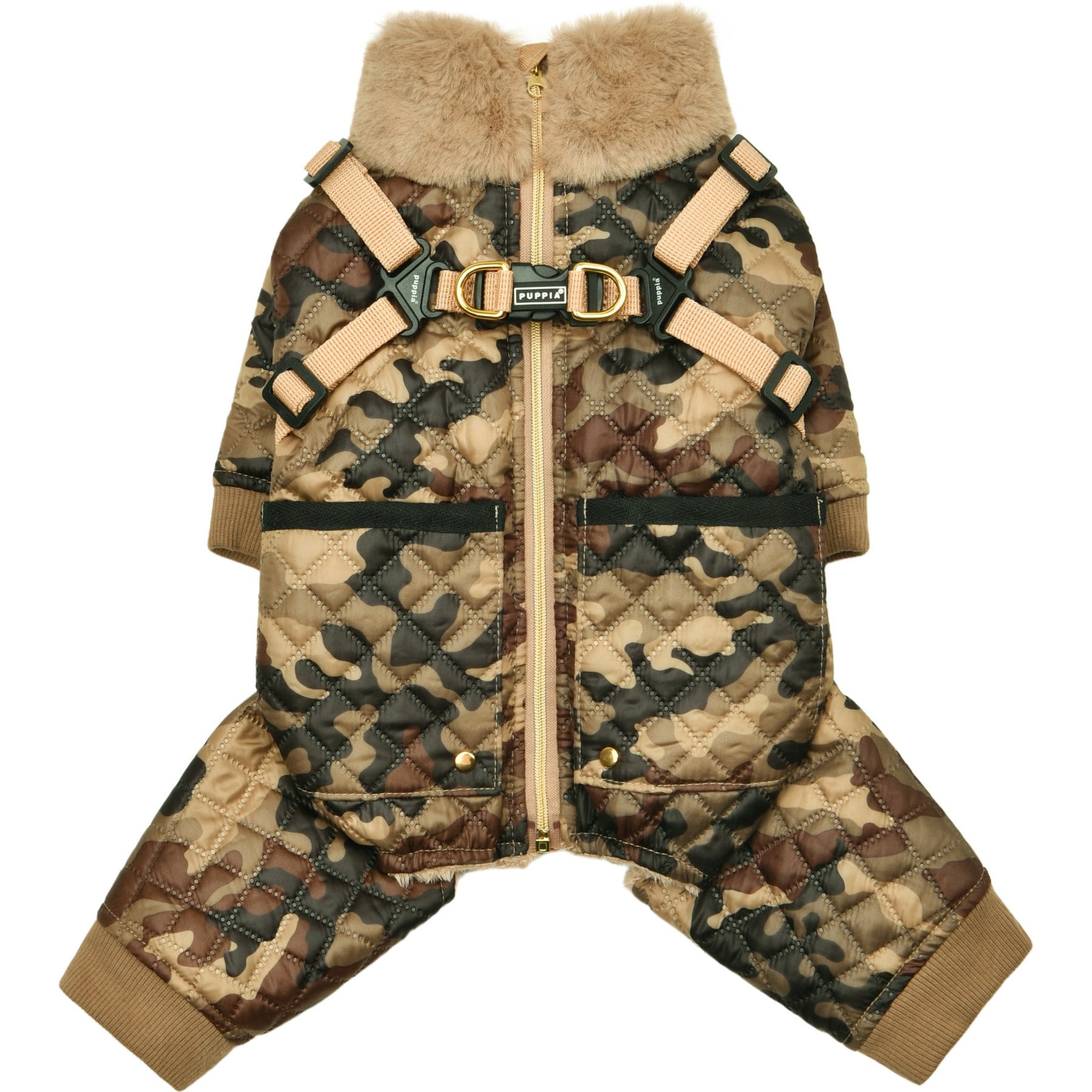 Puppia Bylur Winter Jumpsuit No-Pull Dog Harness, Beige, Large