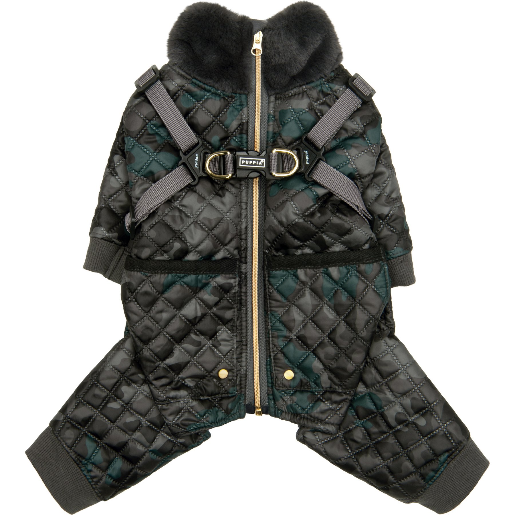 Puppia Bylur Winter Jumpsuit No-Pull Dog Harness, Black, XX-Large
