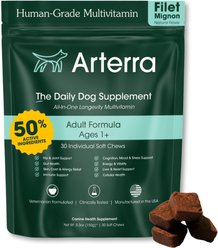 Arterra Longevity Beef Flavored Adult Soft Chew Multivitamin Supplement for Dogs, 30 count