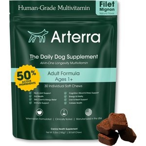 Arterra Longevity Beef Flavored Adult Soft Chew Multivitamin Supplement for Dogs, 30 count