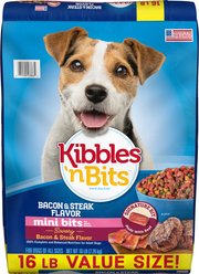 Kibbles 'n Bits Mini Bits Savory Bacon & Steak Flavor Small Breed Dry Dog Food, 16-lb bag