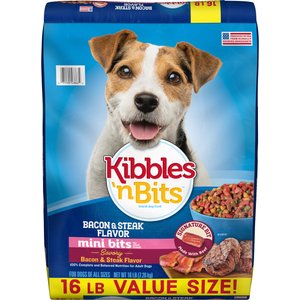 Kibbles 'n Bits Mini Bits Savory Bacon & Steak Flavor Small Breed Dry Dog Food, 16-lb bag