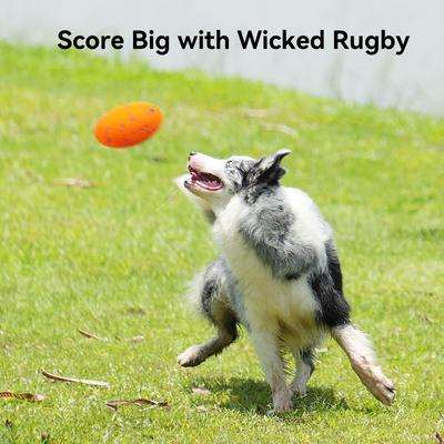 Show full view: Cheerble ETPU Modern Interactive Rugby Ball Squeaky Dog Toy, Orange slide 8 of 11