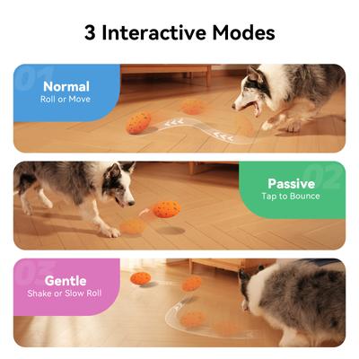 Show full view: Cheerble ETPU Modern Interactive Rugby Ball Squeaky Dog Toy, Orange slide 4 of 11