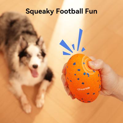 Show full view: Cheerble ETPU Modern Interactive Rugby Ball Squeaky Dog Toy, Orange slide 3 of 11