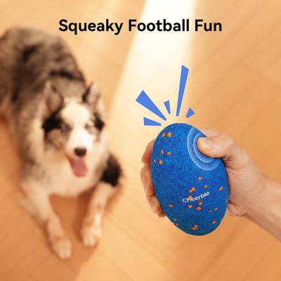 Show full view: Cheerble ETPU Modern Interactive Rugby Ball Squeaky Dog Toy, Blue slide 3 of 11