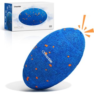 Cheerble ETPU Modern Interactive Rugby Ball Squeaky Dog Toy, Blue