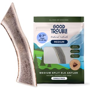 Good Trouble Elk Antler Split Dog Treat, Medium
