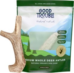 Good Trouble Deer Antler Whole Dog Treat, Medium