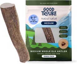 Good Trouble Elk Antler Whole Dog Treat, Medium