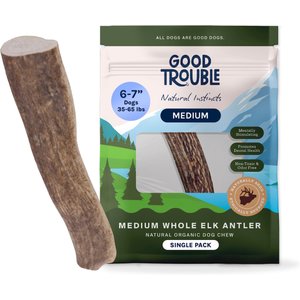 Good Trouble Elk Antler Whole Dog Treat, Medium