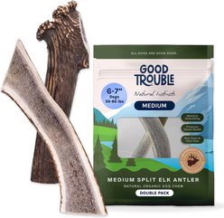Good Trouble Elk Antler Split Dog Treats, Medium, 2 count