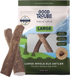 Good Trouble Elk Antler Whole Dog Treats, Large, 2 count