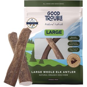 Good Trouble Elk Antler Whole Dog Treats, Large, 2 count
