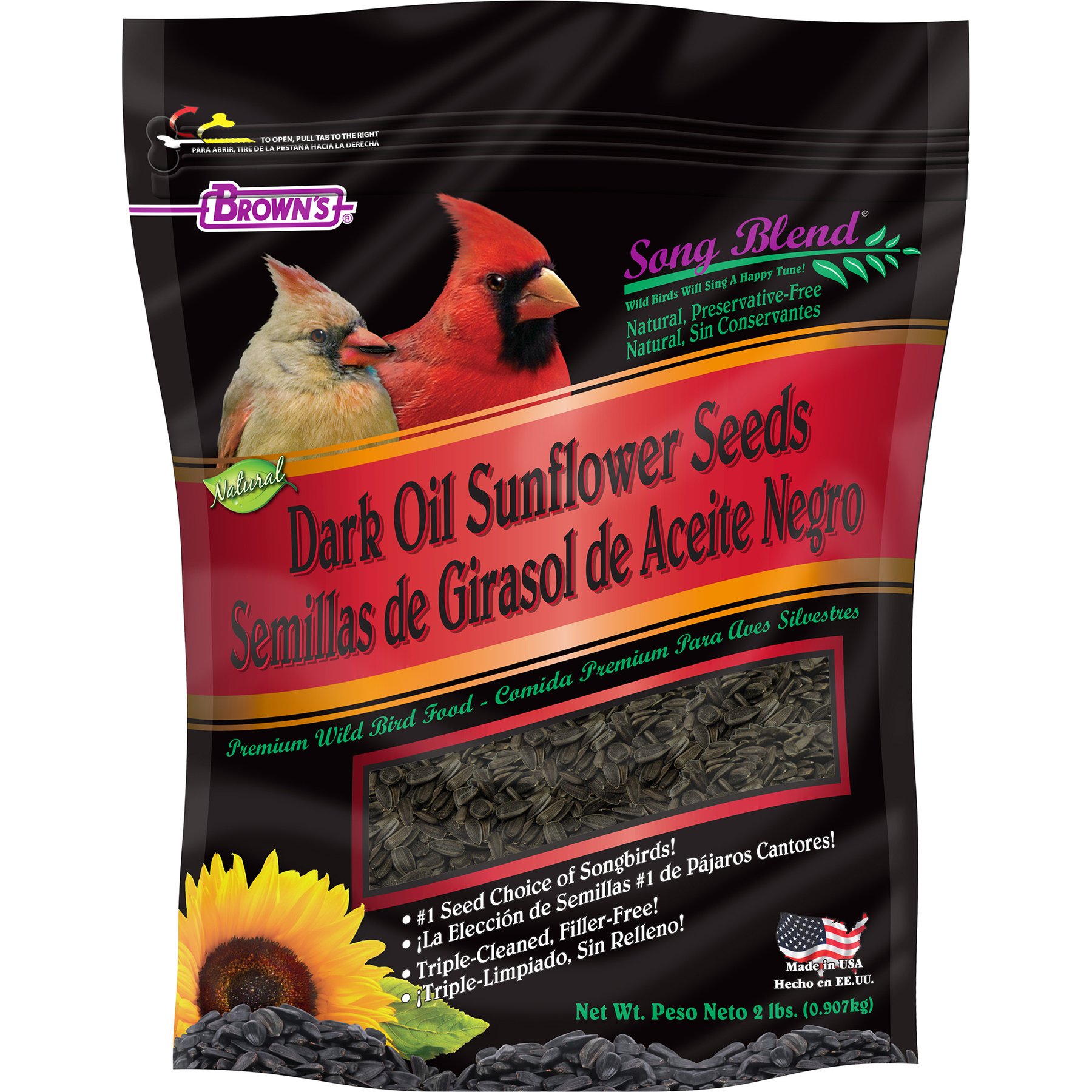 Brown's Song Blend Oil Sunflower Seeds Wildbird Food, 2-lb bag