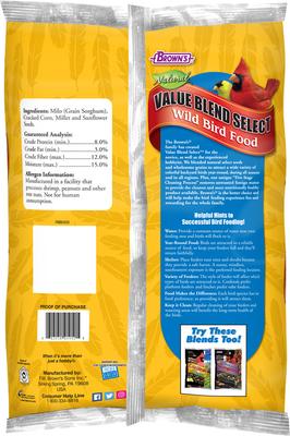Show full view: Brown's Value Blend Select Wildbird Food, 18-lb bag slide 2 of 5