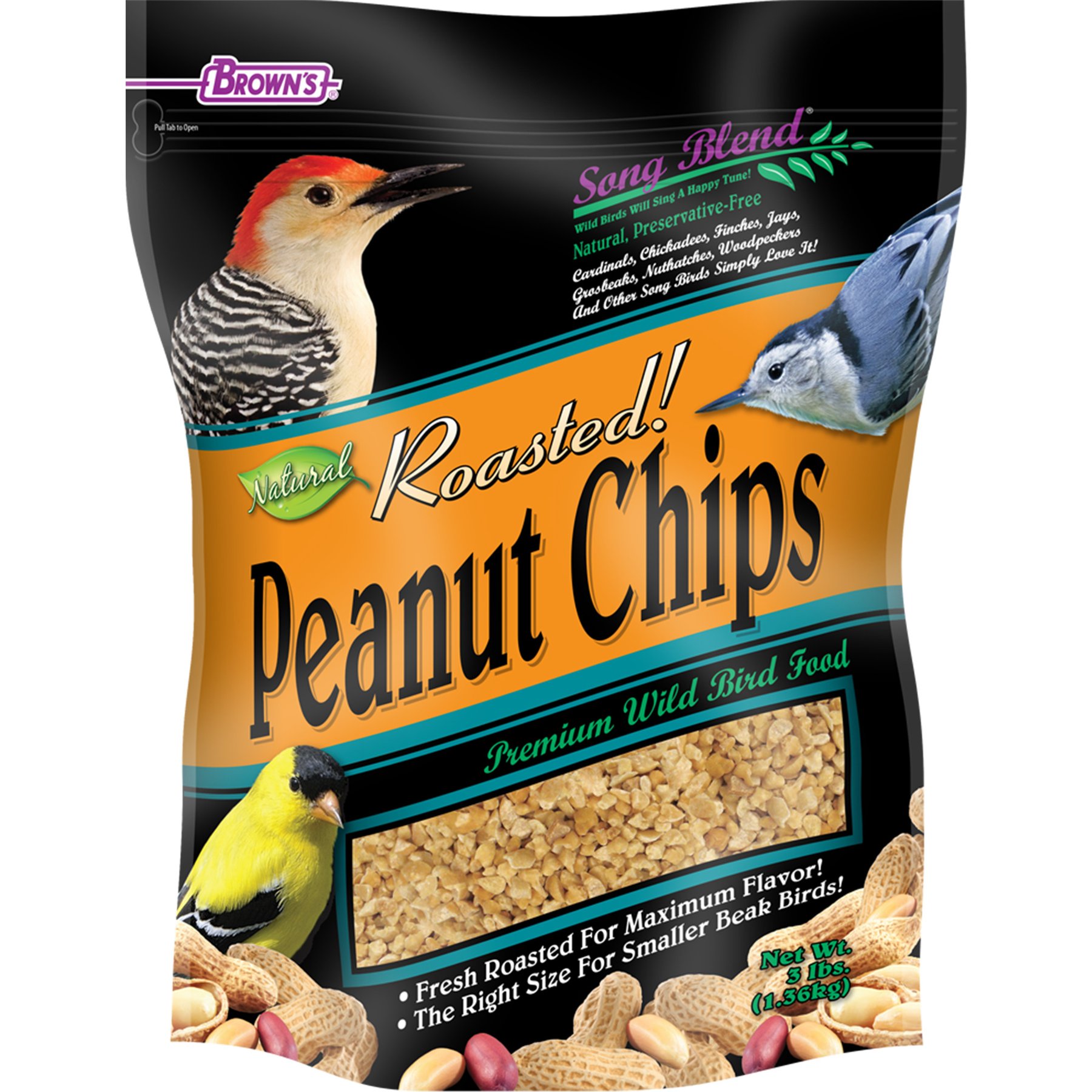 Brown's Song Blend Roasted Peanut Chips Wildbird Food, 3-lb bag
