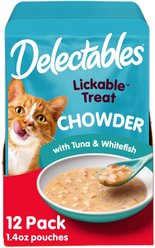 Hartz Delectables Chowder Tuna & Whitefish Lickable Cat Treats, 1.4-oz, case of 12