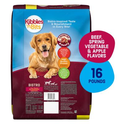 Show full view: Kibbles 'n Bits Bistro Oven Roasted Beef, Spring Vegetable & Apple Flavor Dry Dog Food, 16-lb bag slide 3 of 12