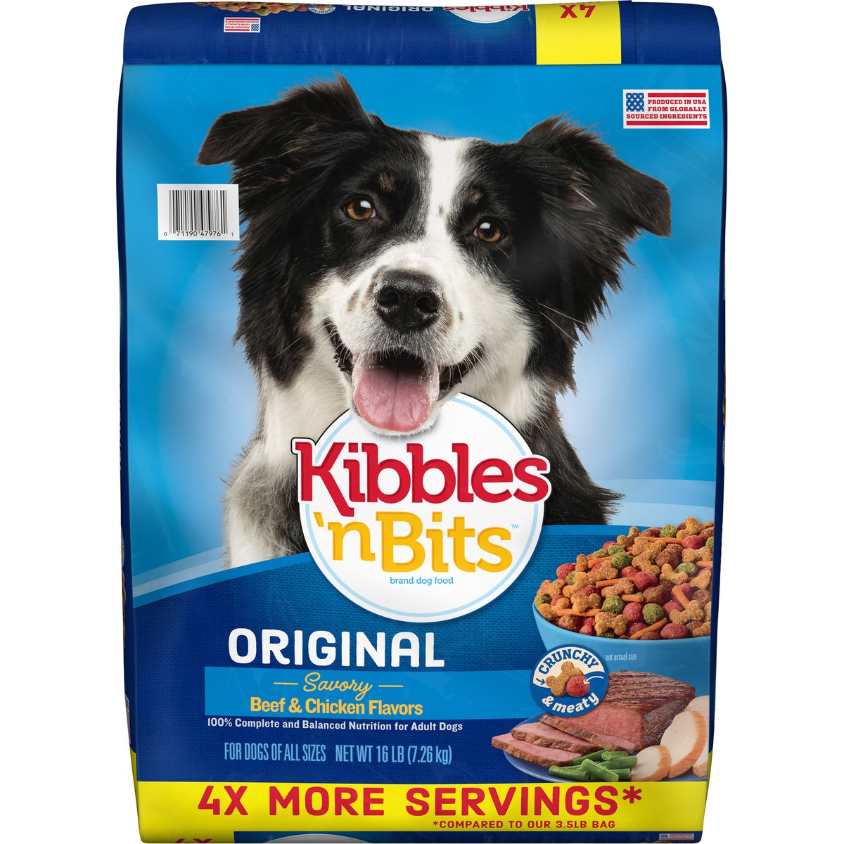 Kibbles 'n Bits Original Adult Savory Beef & Chicken Flavors Dry Dog Food, 16-lb bag