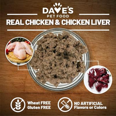 Show full view: Dave's Pet Food 95% Premium Chicken & Chicken Liver Grain-Free Canned Wet Dog Food, 12.5-oz, case of 12 slide 5 of 11