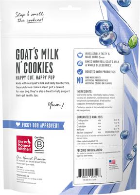 Show full view: The Honest Kitchen Human Grade Goat's Milk N' Cookies Slow Baked with Blueberries & Vanilla Dog Treats, 8-oz bag slide 3 of 12