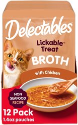 Hartz Delectables Savory Broths Non-Seafood Recipe & Chicken Grain-Free Lickable Cat Treats, 1.4-oz pouch, pack of 12