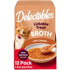 Hartz Delectables Lickable Treat Savory Broths Non-Seafood Recipe & Chicken Grain-Free Lickable Cat Treats, 1.4-oz pouch, pack of 12