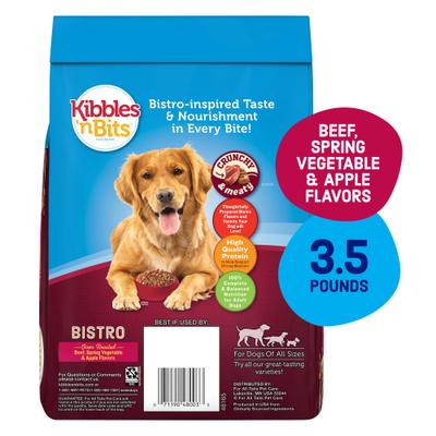 Show full view: Kibbles 'n Bits Bistro Oven Roasted Beef, Spring Vegetable & Apple Flavor Dry Dog Food, 3.5-lb bag slide 3 of 12