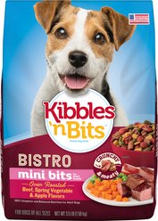 Kibbles 'n Bits Bistro Mini Bits Beef, Vegetable & Apple Small Breed Dry Dog Food, 3.5-lb bag