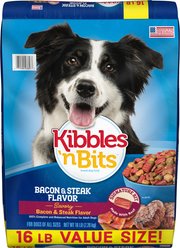 Kibbles 'n Bits Savory Bacon & Steak Flavor Dry Dog Food, 16-lb bag