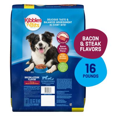 Show full view: Kibbles 'n Bits Savory Bacon & Steak Flavor Dry Dog Food, 16-lb bag slide 3 of 12