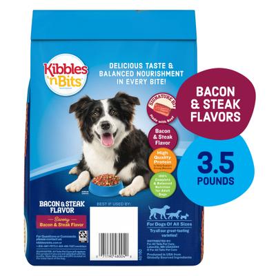 Show full view: Kibbles 'n Bits Savory Bacon & Steak Flavor Dry Dog Food, 3.5-lb bag slide 3 of 12