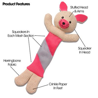 Show full view: PetRageous Designs PatchRageous Bunny Squeak & Crinkle Plush Toy, Pink, 16-in slide 3 of 3