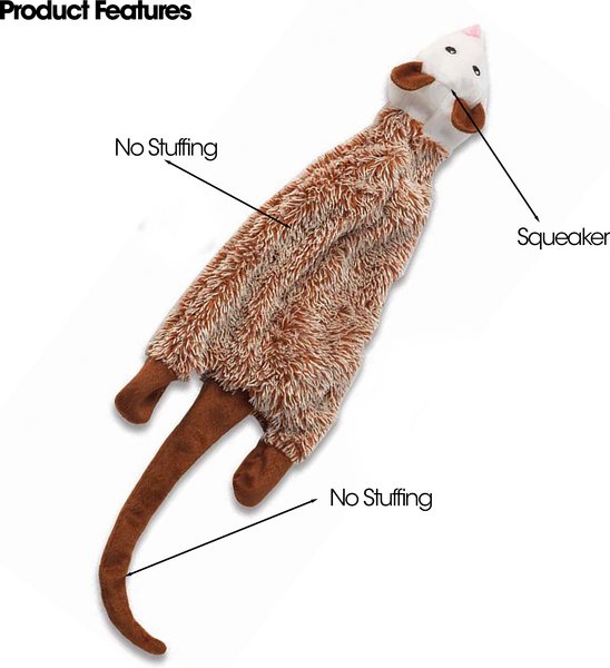Show full view: PetRageous Designs RoadRageous Opossum Stuffless Body Squeak Plush Toy, Brown, 22-in slide 3 of 3