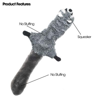 Show full view: PetRageous Designs RoadRageous Raccoon Stuffless Body Squeak Plush Toy, Grey, 22-in slide 3 of 3