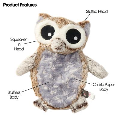 Show full view: PetRageous Designs Ollie 14-in Stufless Squeak & Crinkle Plush Dog Toy, Purple slide 3 of 3