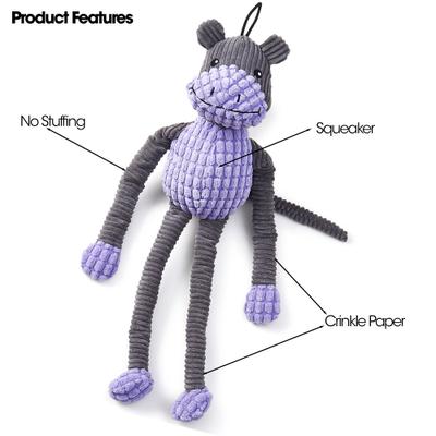Show full view: PetRageous Designs StretchRageous 18-in Hippo Squeak & Crinkle Plush Dog Toy, Purple slide 3 of 3