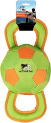 allforpaws Outdoor Ballistic Handle Squeaky Rope Tug Ball Dog Toy, Green, Small: 13.7 x 5.9 x 5.9-in