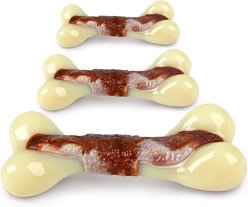 allforpaws Super Nylon Beef Bone Appetit Flavor Infused Tough Dog Chew Toy, Red, Large: 8.3 x 3 x 1.8-in slide 2 of 9