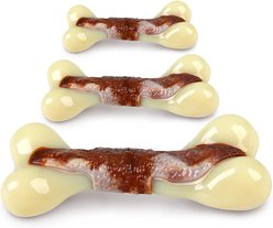allforpaws Super Nylon Beef Bone Appetit Flavor Infused Tough Dog Chew Toy, Red, Small: 4 x 1.7 x 1-in