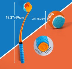 allforpaws Wow Play Short Ball Thrower Launcher Dog Toy, Multi-Color, 19.3 x 3.7 x 2.6-in slide 2 of 8