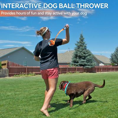Show full view: allforpaws Wow Play Short Ball Thrower Launcher Dog Toy, Multi-Color, 19.3 x 3.7 x 2.6-in slide 2 of 8