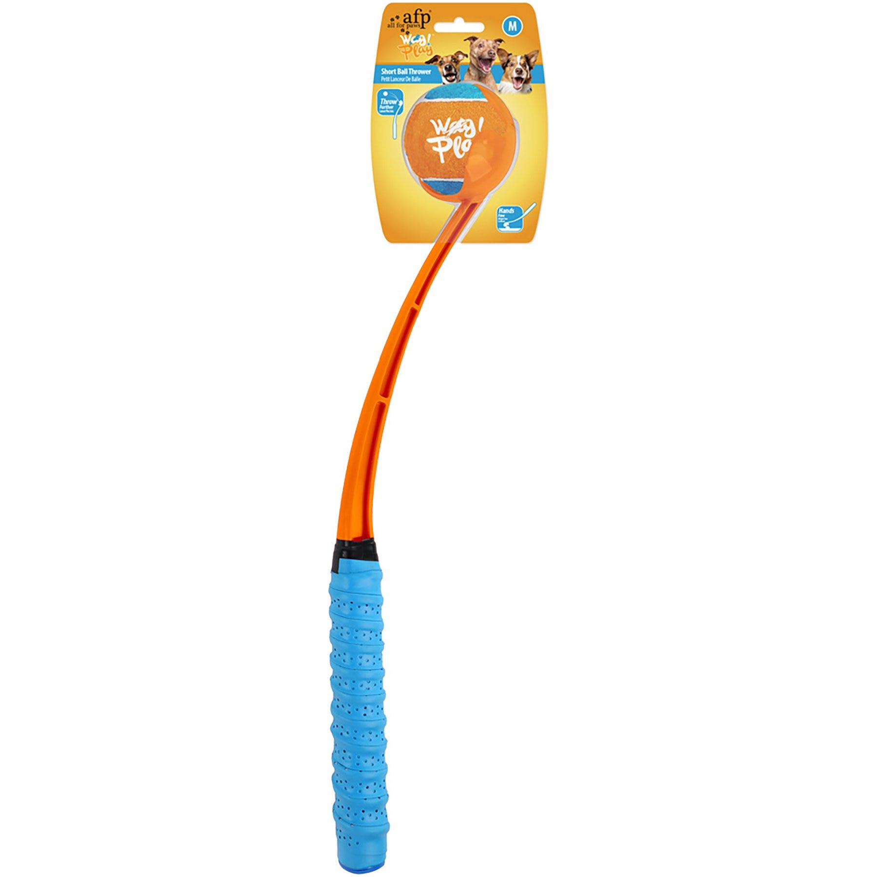 allforpaws Wow Play Short Ball Thrower Launcher Dog Toy, Multi-Color, 19.3 x 3.7 x 2.6-in